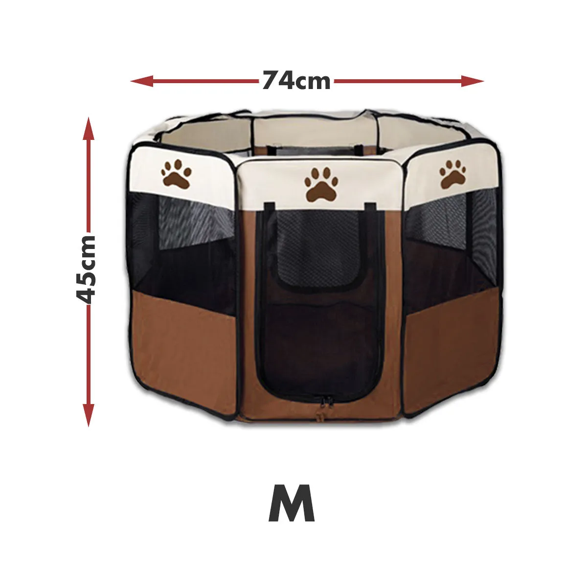 8 Panel Pet Dog Cat Crate Play Pen Bags Kennel Portable Tent Playpen Puppy Cage - brown