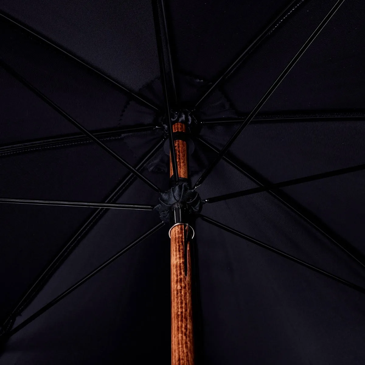 Bamboo Handle Umbrella with Black Canopy