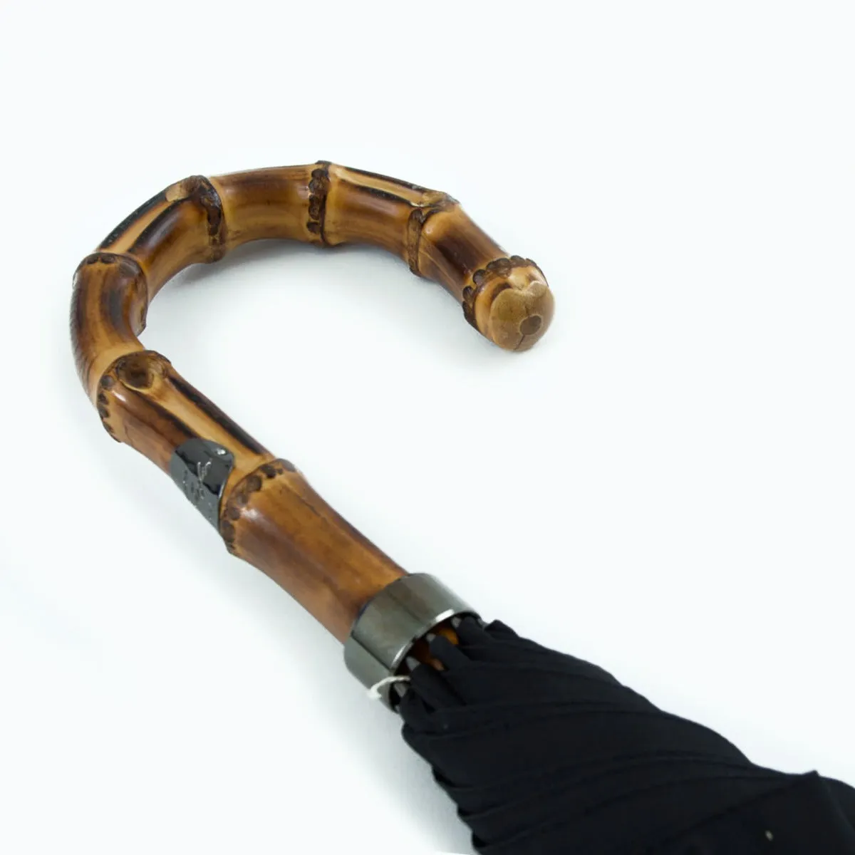 Bamboo Handle Umbrella with Black Canopy