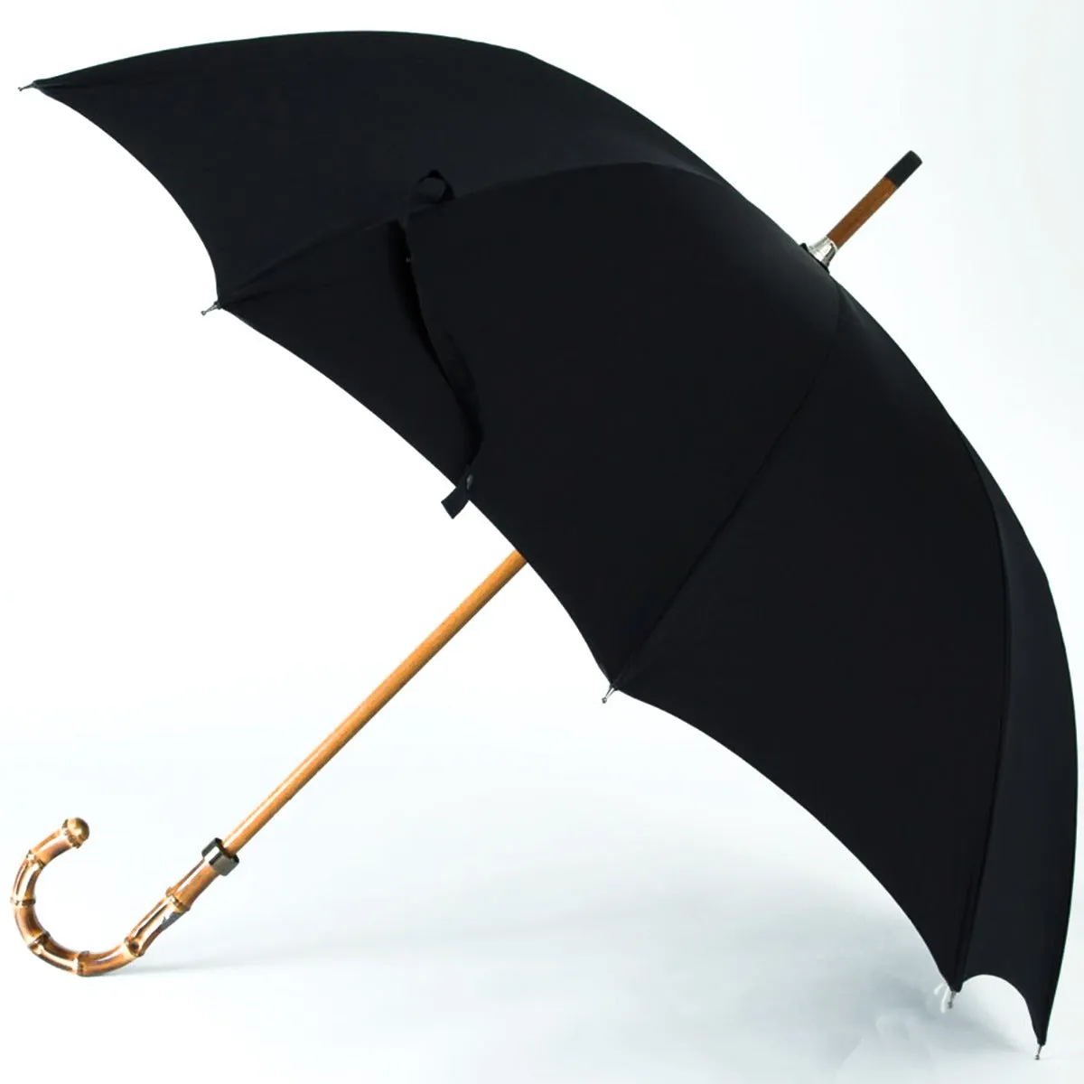 Bamboo Handle Umbrella with Black Canopy