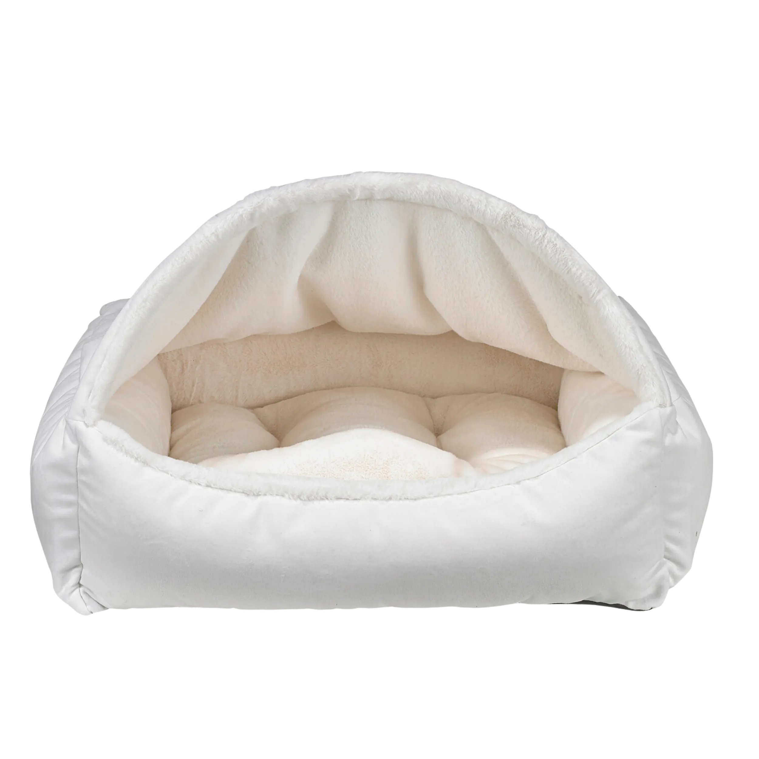 Canopy Burrow Bed | Winter White Sheepskin Faux Fur