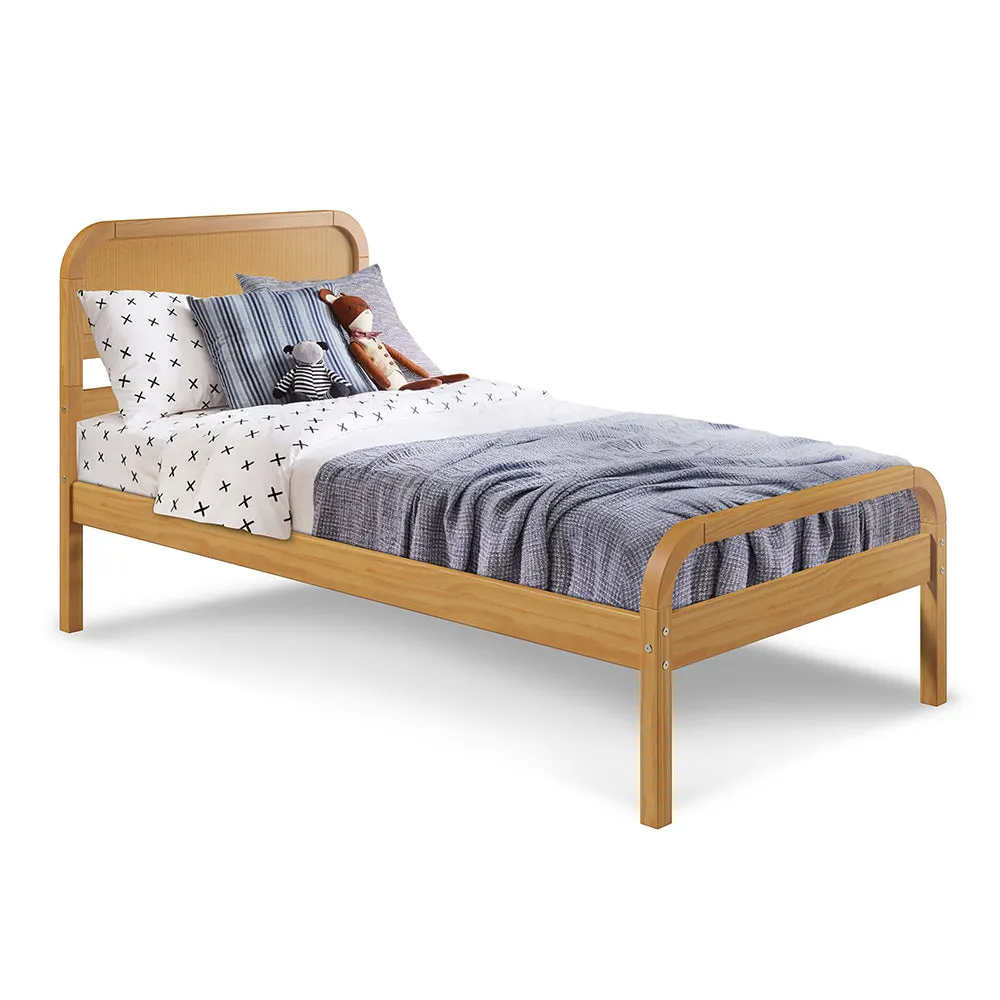 Curva Rattan Kids Solid Wood Twin Bed - Natural