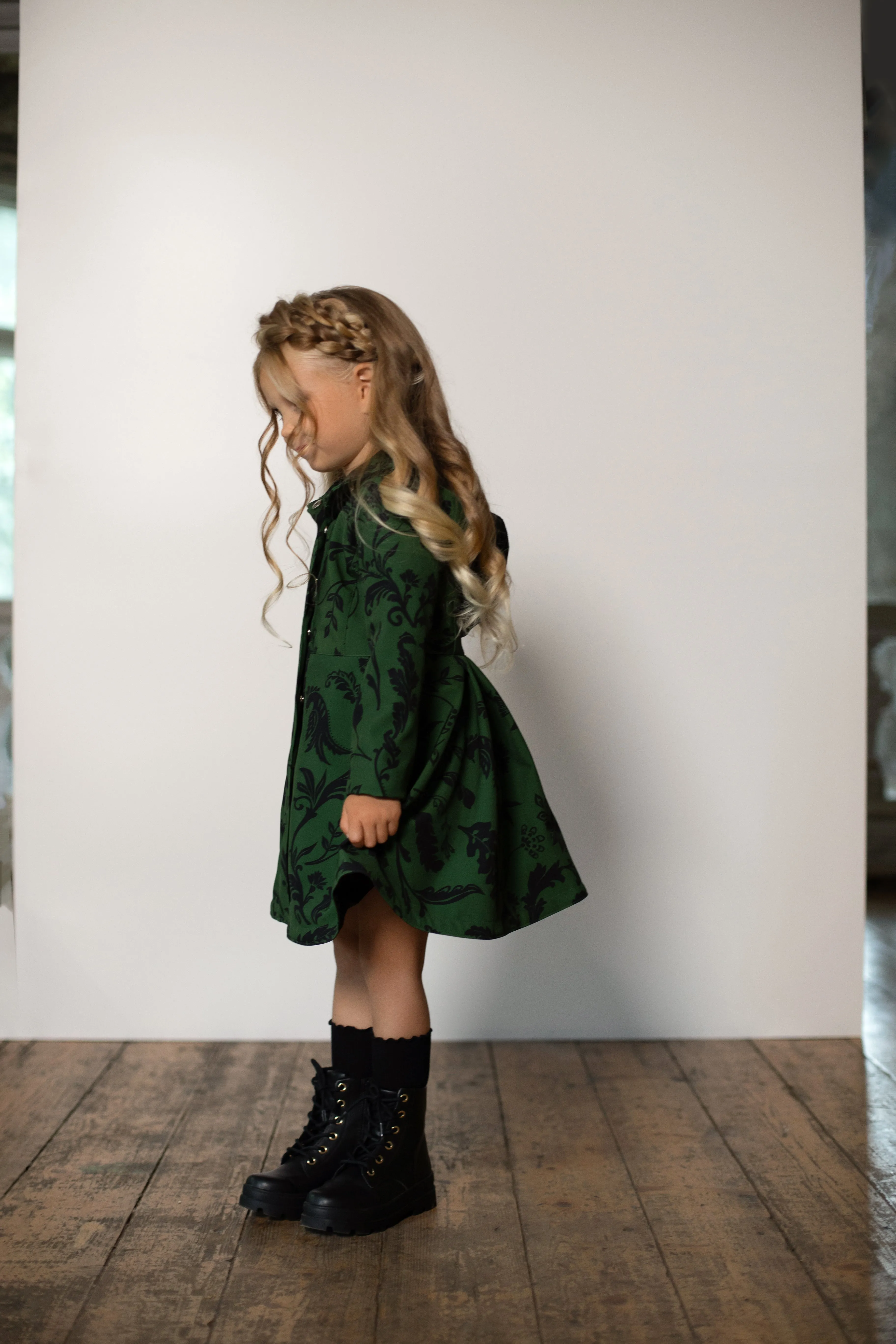 Forest Green Coat for Girls | 'Forest Flower'