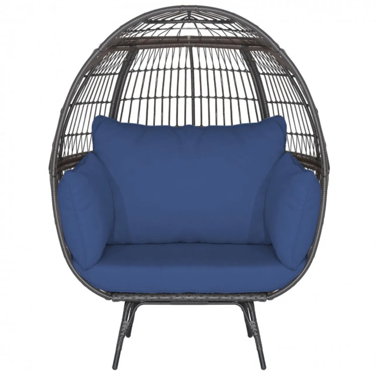 Heavy Duty XXL Rattan Patio Egg Lounge Chair For 2 People | Comes With 4 Thick Cushions | Rustproof | Indoor | Outdoor | Holds 450lbs