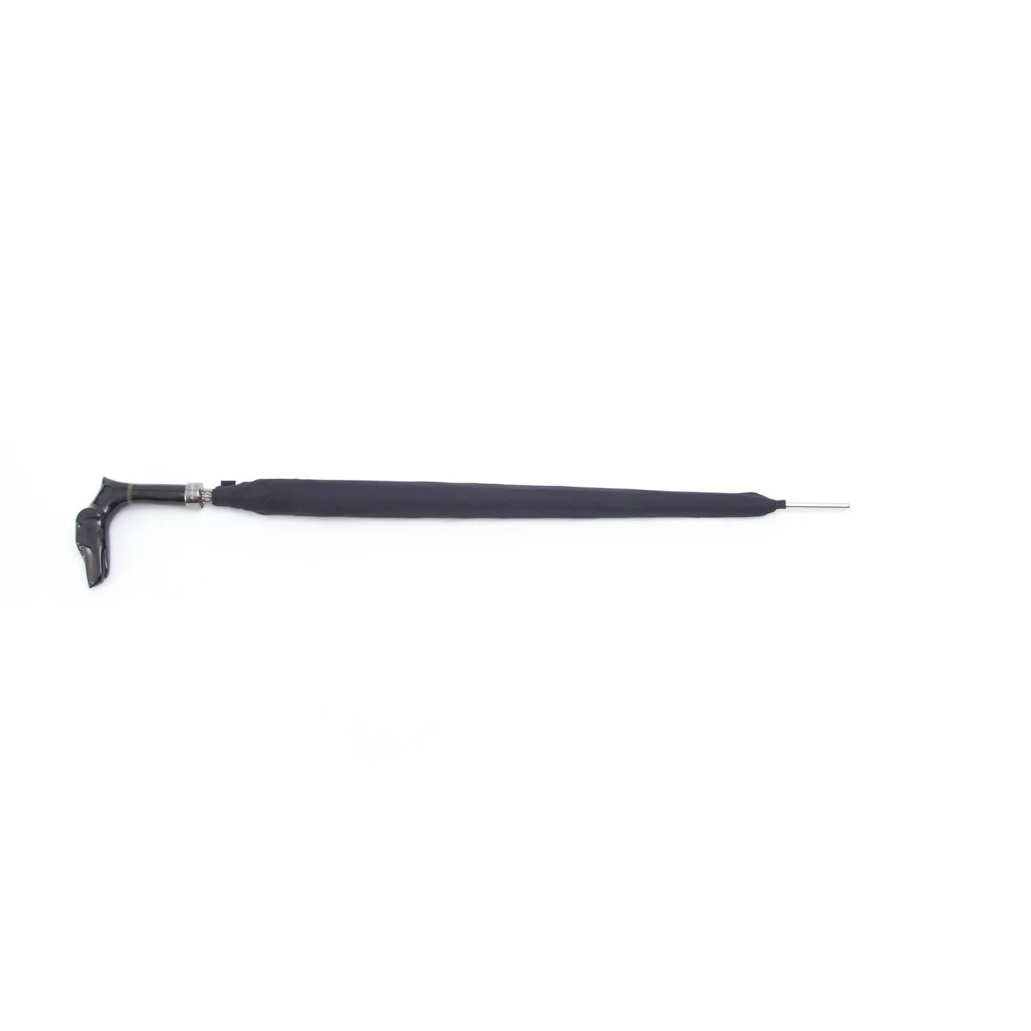 Mario Talarico Black Canopy Umbrella with Dog Horn Handle