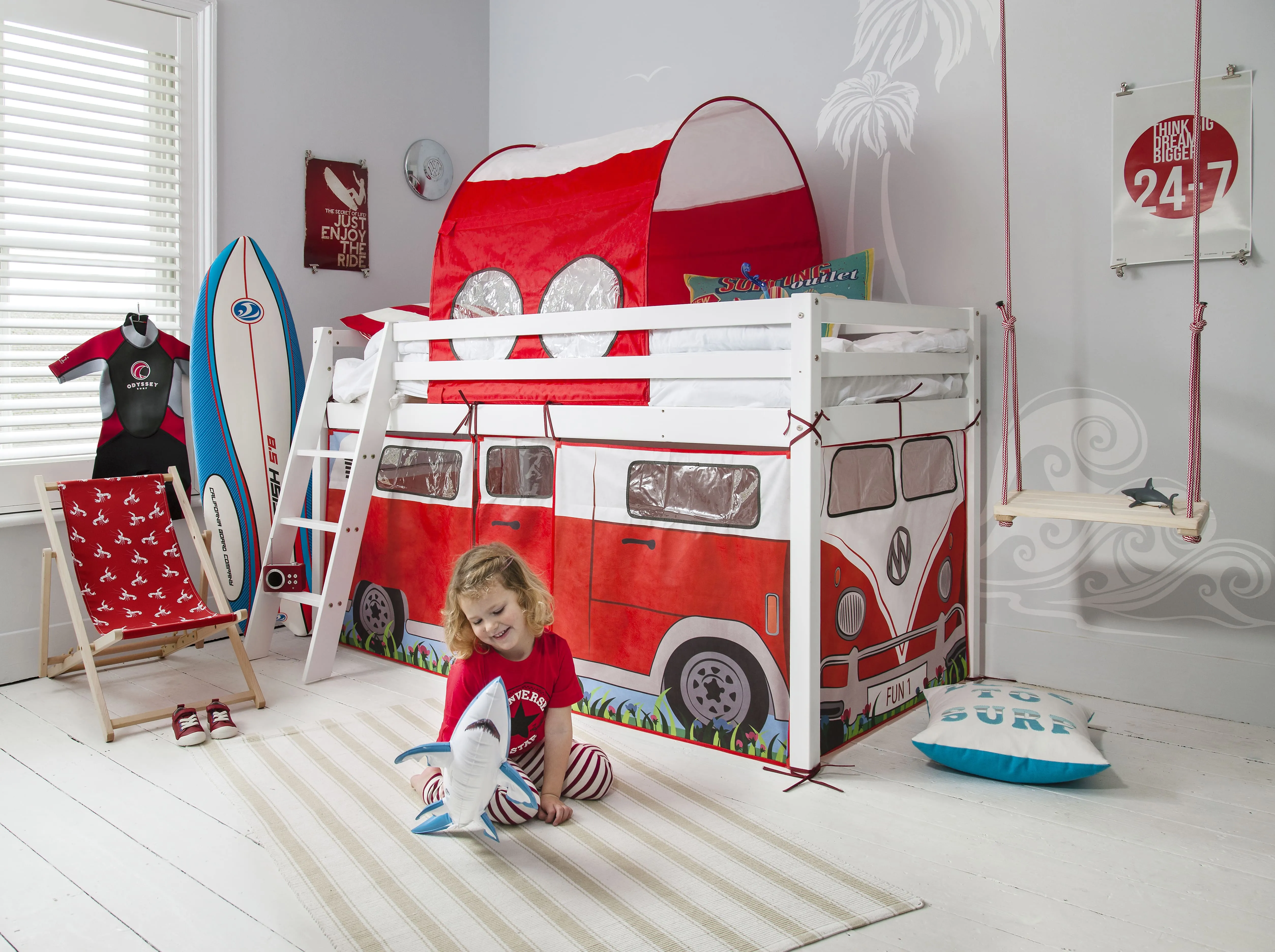 Moro Cabin Bed Midsleeper with Campervan Package in Classic White