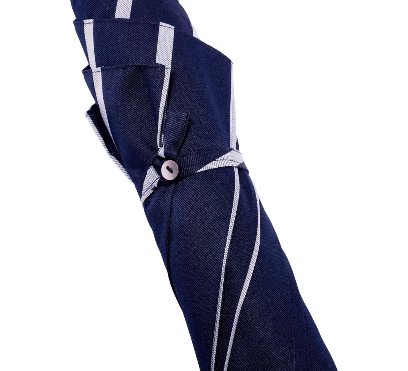 Navy Pin Stripe Umbrella with Bamboo Handle