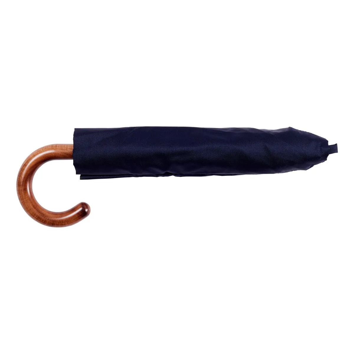 Navy Travel Umbrella with Maple Handle