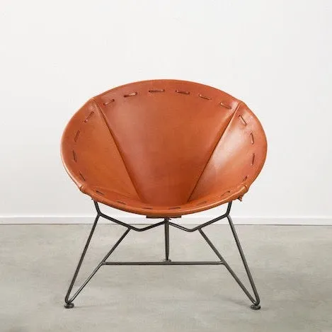 Saddle Leather Round Chair