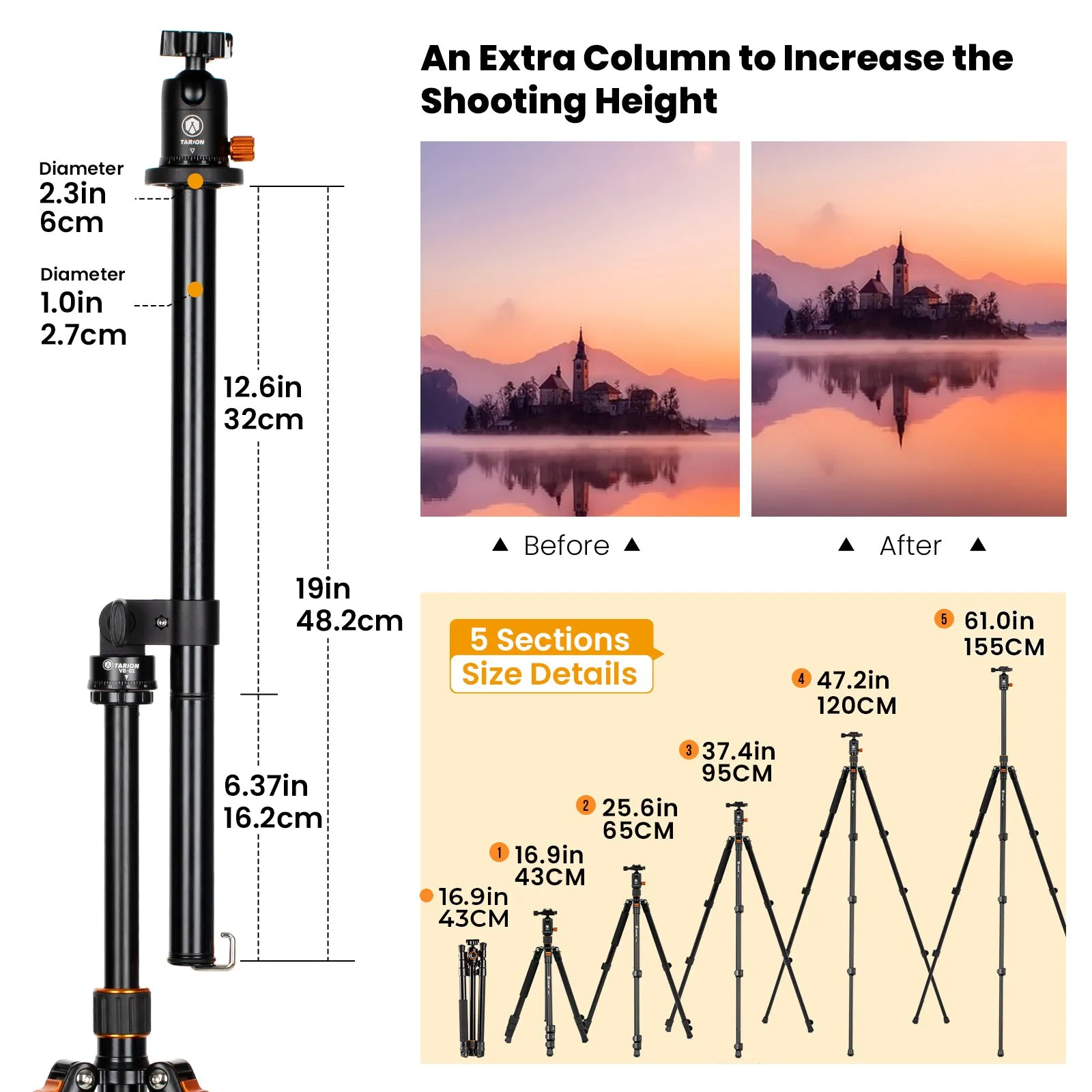 TARION VB-02 Tripod Center Column Q550 Tripod