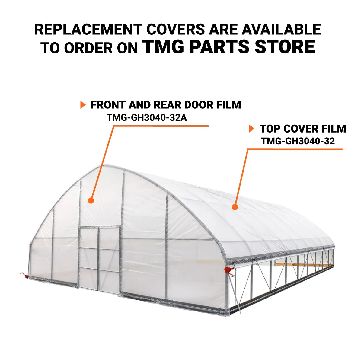 TMG Industrial 30’ x 40’ Tunnel Greenhouse Grow Tent w/6 Mil Clear EVA Plastic Film, Cold Frame, Hand Crank Roll-Up Sides, Peak Ceiling Roof, TMG-GH3040