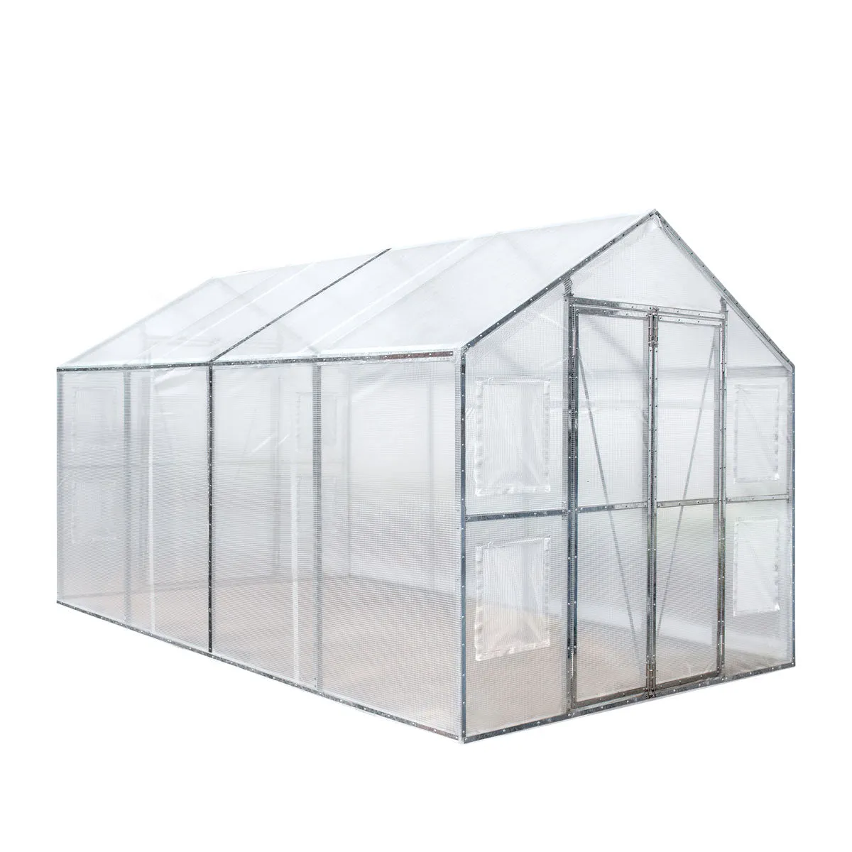 TMG Industrial 8’ x 13’ Greenhouse Grow Tent w/20 Mil Ripstop Leno Mesh PVC Cover, Galvanized Steel Frame, Roll-up Windows, TMG-GH813