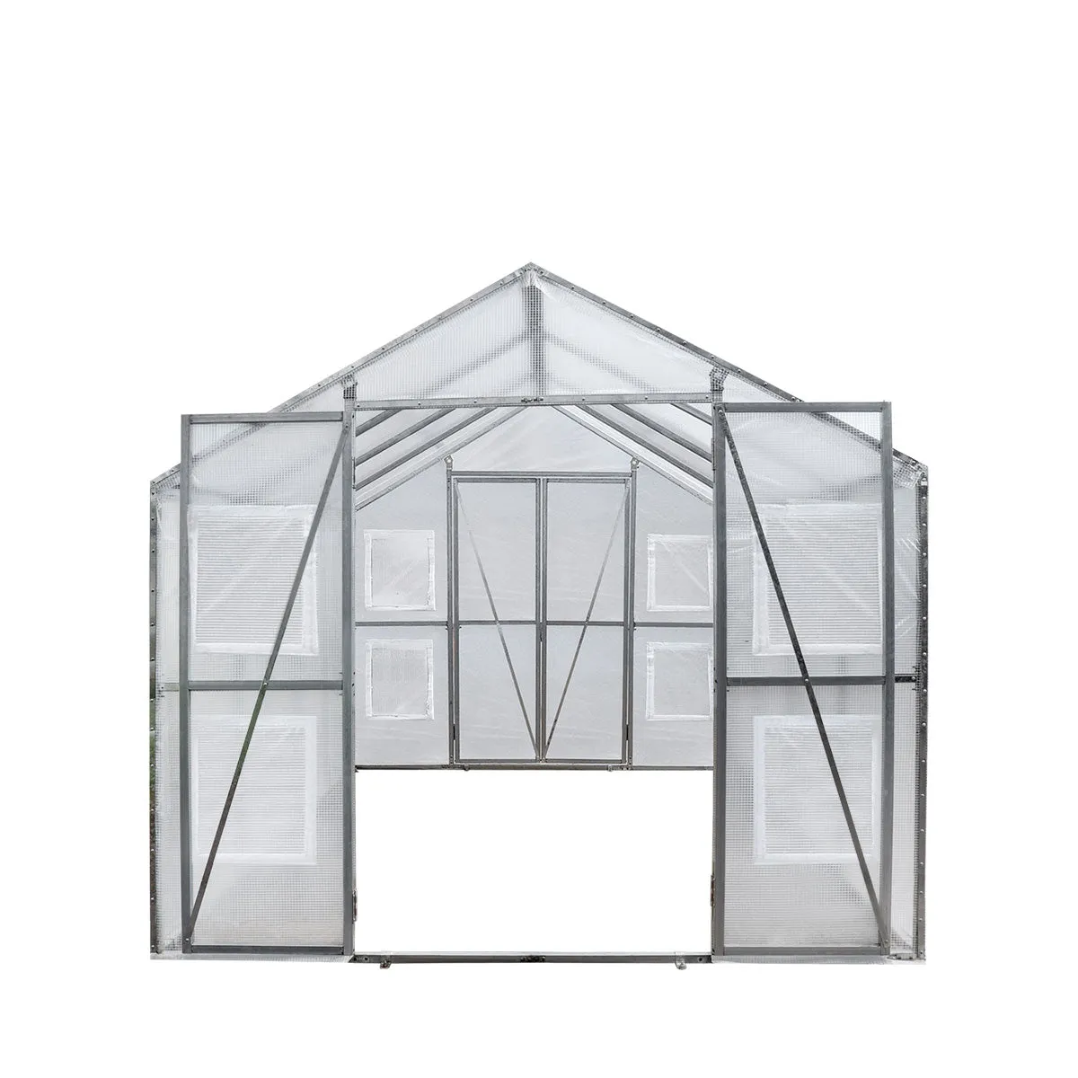 TMG Industrial 8’ x 13’ Greenhouse Grow Tent w/20 Mil Ripstop Leno Mesh PVC Cover, Galvanized Steel Frame, Roll-up Windows, TMG-GH813