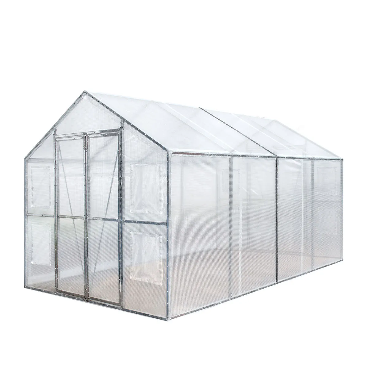 TMG Industrial 8’ x 13’ Greenhouse Grow Tent w/20 Mil Ripstop Leno Mesh PVC Cover, Galvanized Steel Frame, Roll-up Windows, TMG-GH813