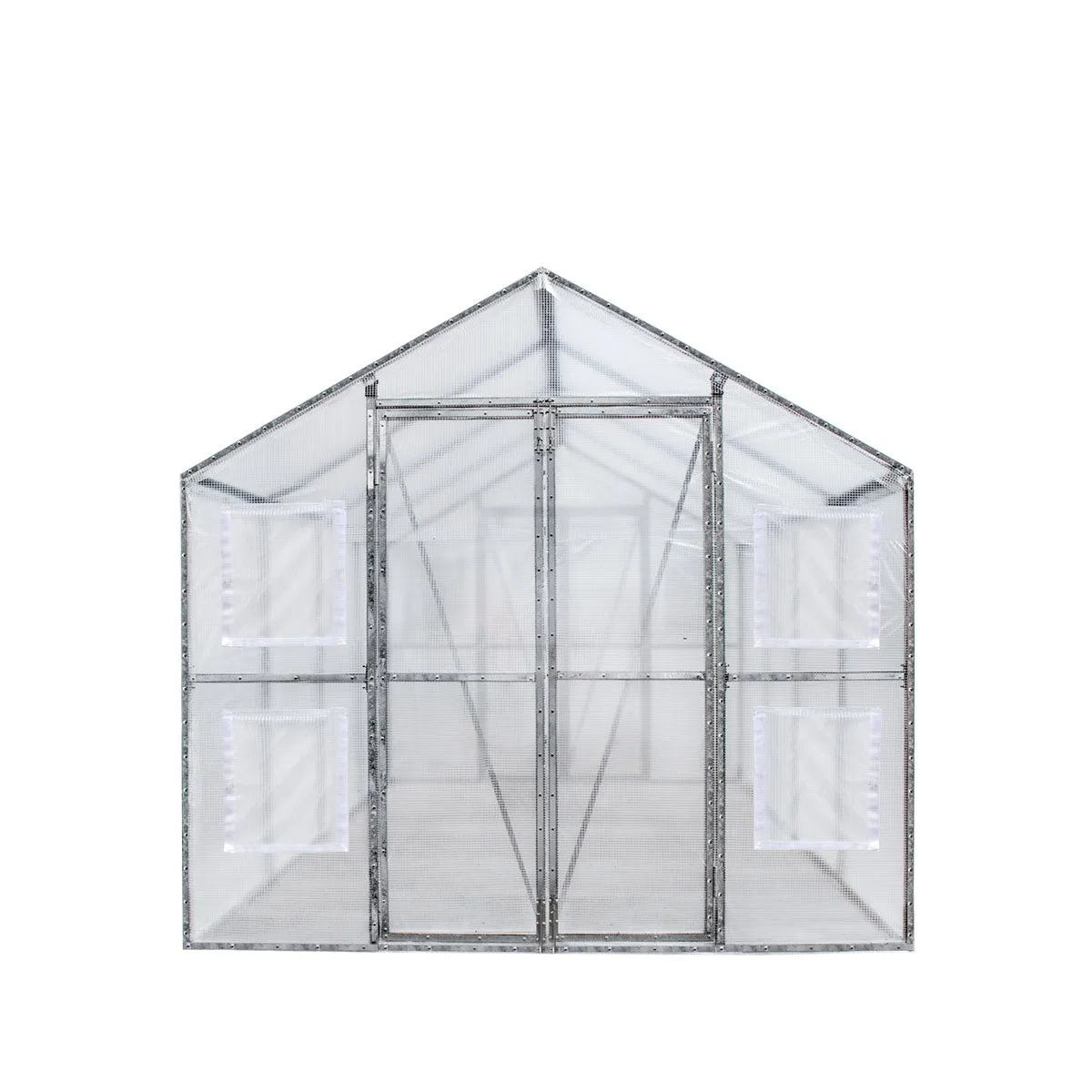 TMG Industrial 8’ x 13’ Greenhouse Grow Tent w/20 Mil Ripstop Leno Mesh PVC Cover, Galvanized Steel Frame, Roll-up Windows, TMG-GH813