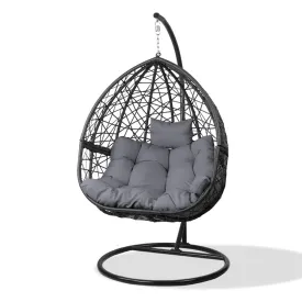 Ubud Outdoor Wicker Nest Shaped Egg Chair - Black