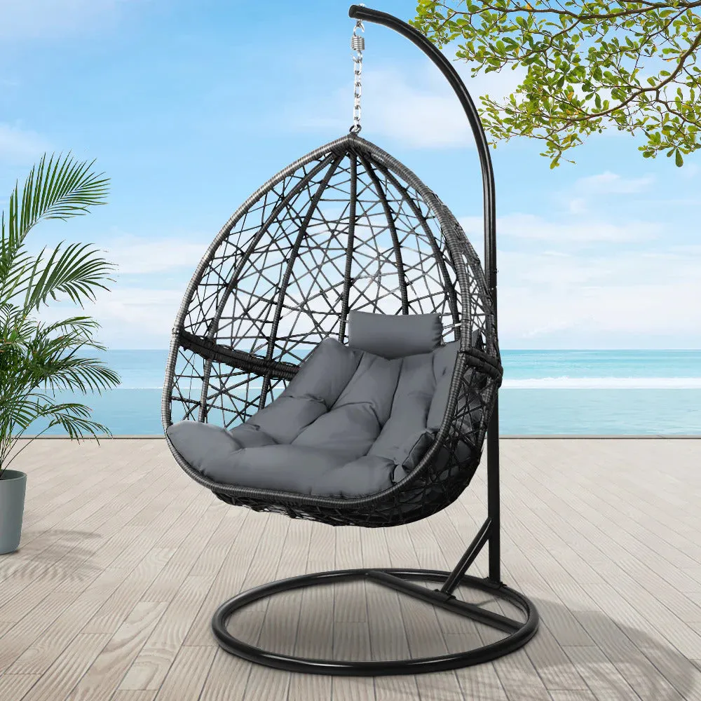 Ubud Outdoor Wicker Nest Shaped Egg Chair - Black