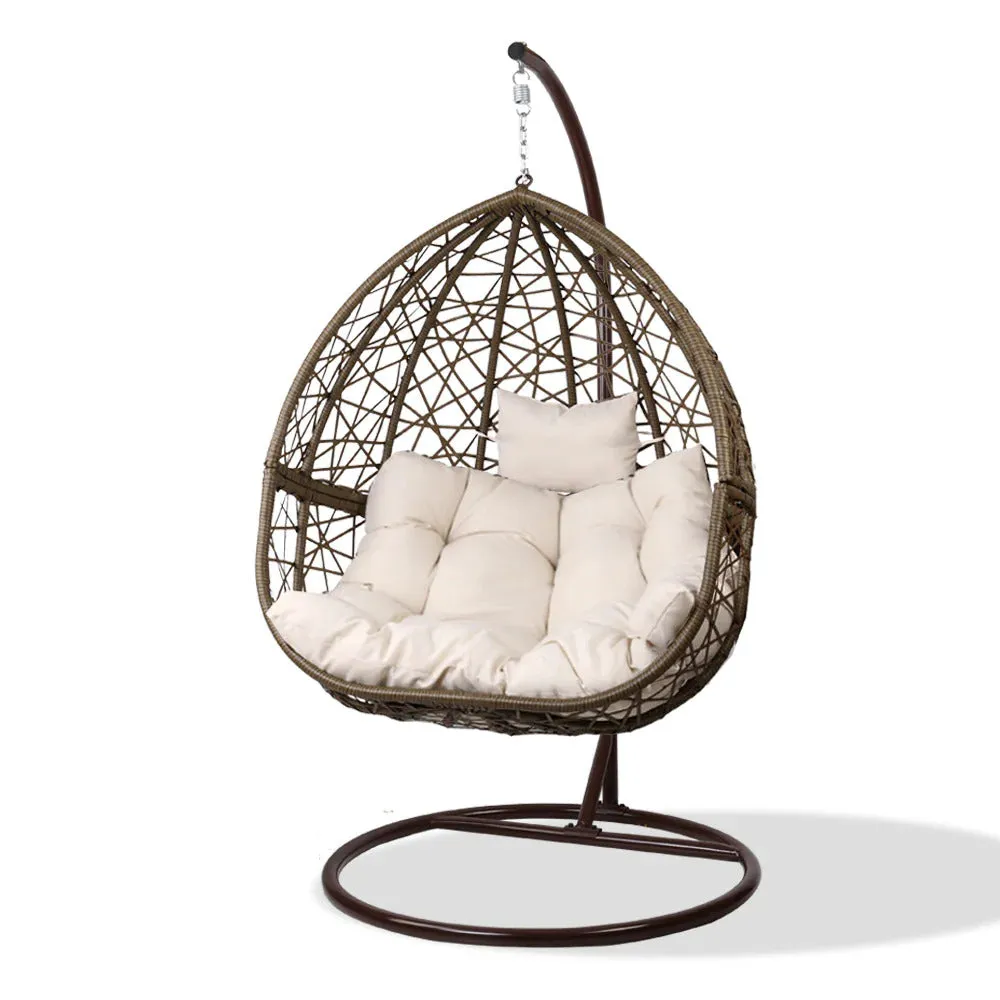 Ubud Outdoor Wicker Nest Shaped Egg Chair - Ecru & Brown