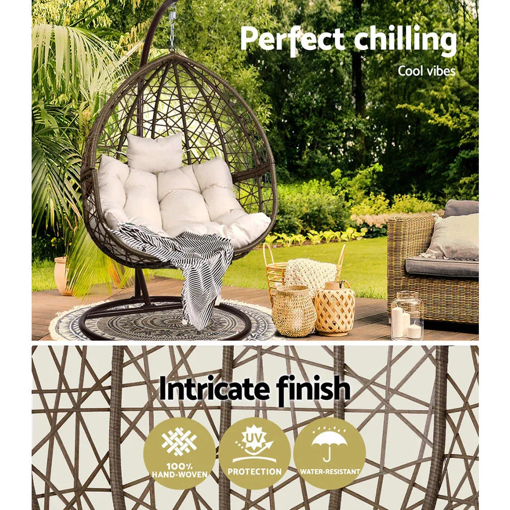 Ubud Outdoor Wicker Nest Shaped Egg Chair - Ecru & Brown