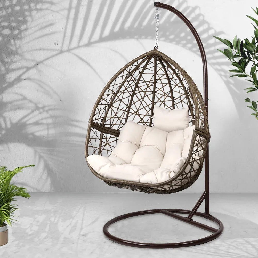 Ubud Outdoor Wicker Nest Shaped Egg Chair - Ecru & Brown