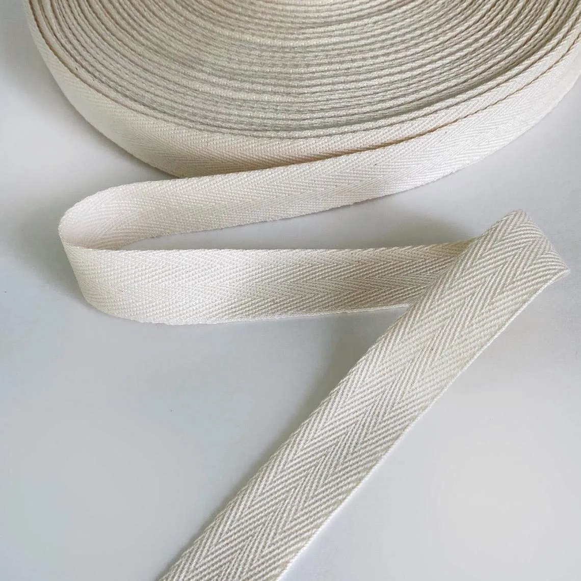 Wefab Cotton Canvas Niwar Roll Webbing  Off-White,50 Meters (1 Inch / 25mm)